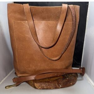 Classic Brown Leather Madewell Tote Bag - Versatile Everyday Carry